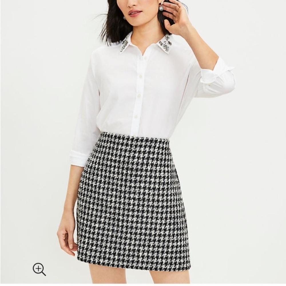 LOFT Shimmer Houndstooth Shift Skirt Size 2